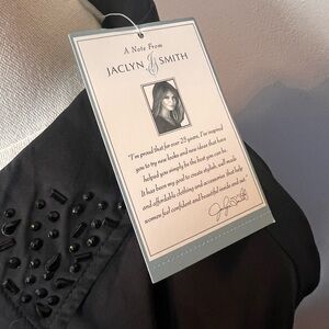 Jaclyn Smith Women’s Vintage Black Button Down Shirt Beaded Collar Tips Large